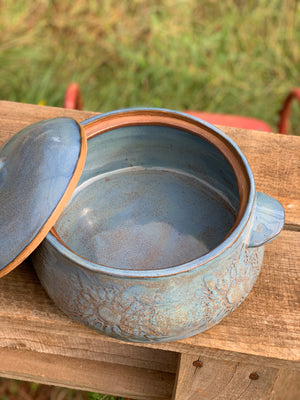 Rustic Blue Sunflower Lidded 4 Qt Casserole