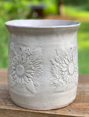 White XL Sunflower Utensil Holder