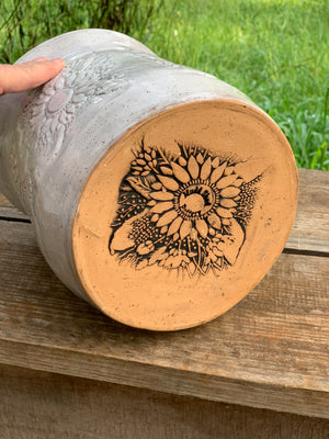 White XL Sunflower Utensil Holder