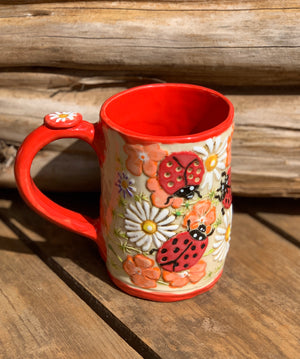 Coral Ladybug 16oz Mug